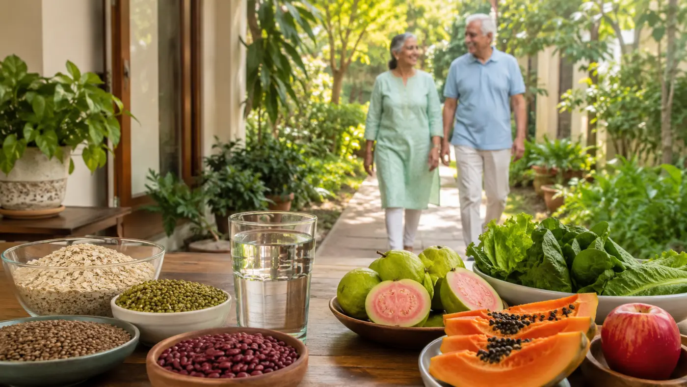 Fibre-rich foods, water and gentle walking habits that may help relieve constipation in older adults